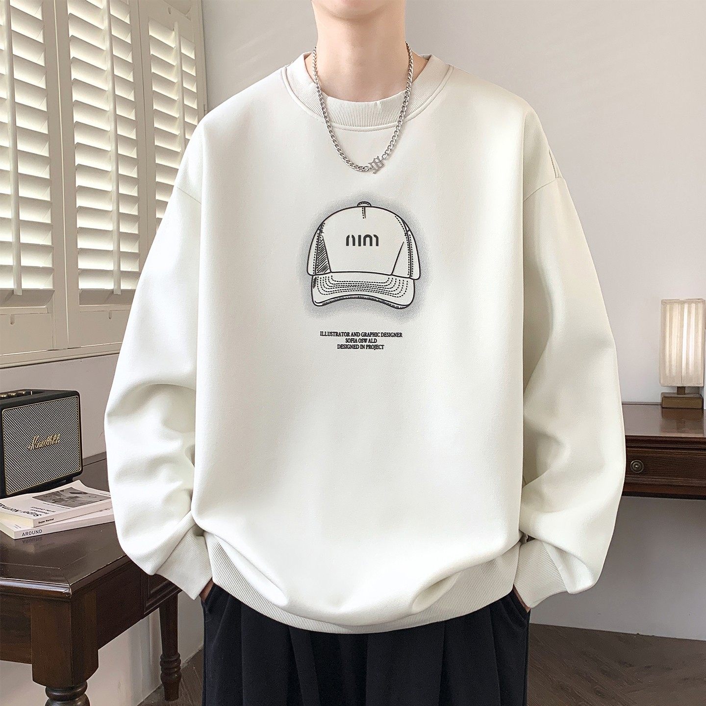 美式重磅棉加绒卫衣男款春秋季青少年设计感潮牌帽子宽松休闲上衣