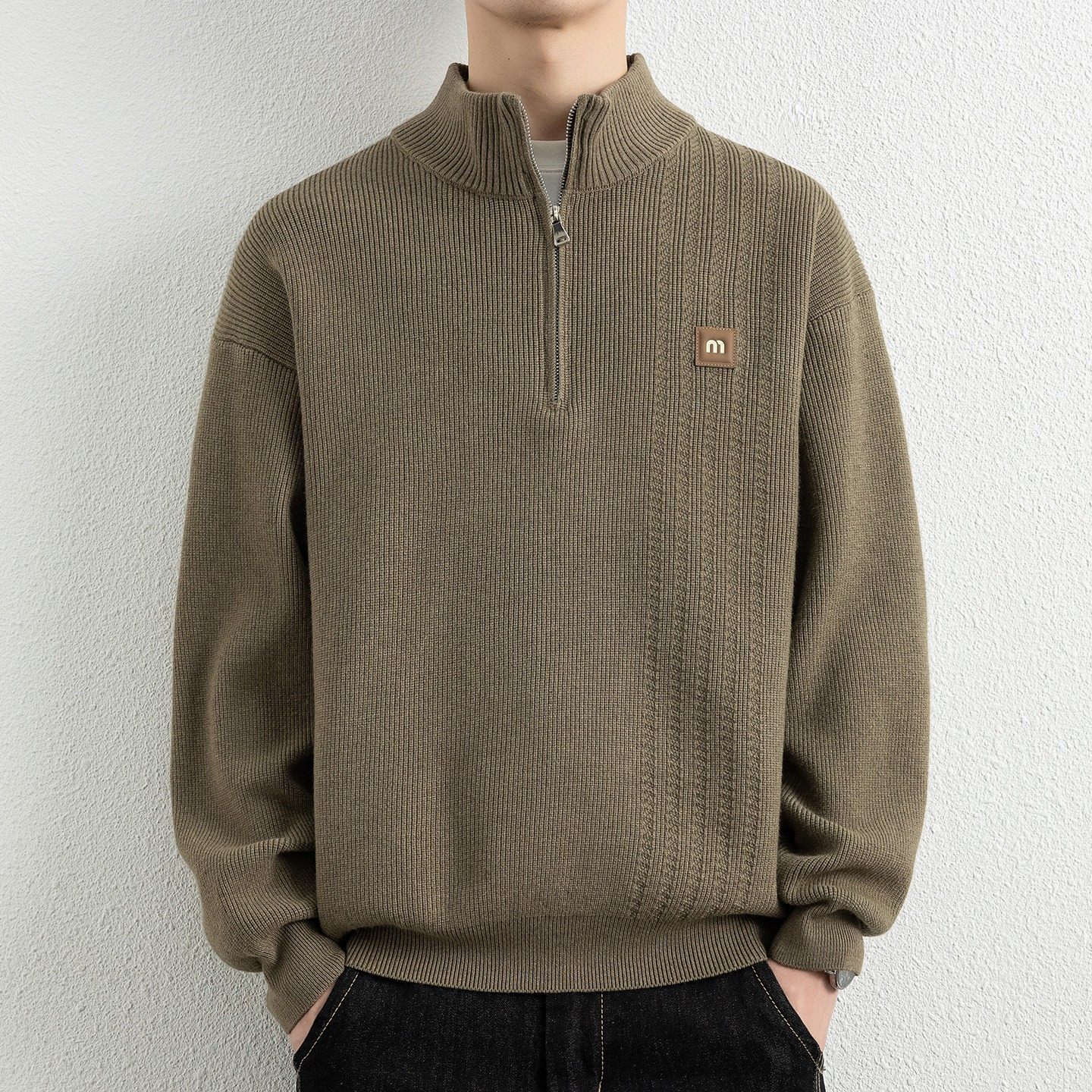 立领男士针织衫毛衣半拉链秋冬季加厚保暖外套休闲打底线衣可外穿,运动服/休闲服装,跑步套装,淘宝优惠券,粉丝福利购,淘宝优惠卷