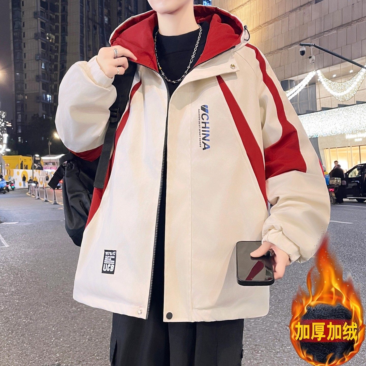 秋冬季新款加绒加厚棉衣外套男青少年初高中学生保暖冬装宽松棉服