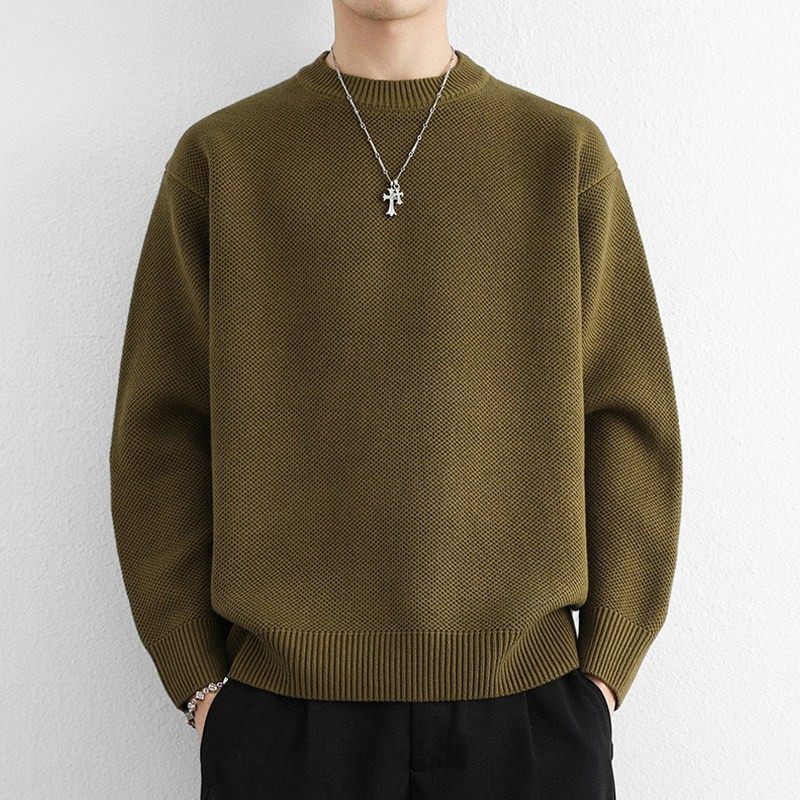 高级感纯棉毛衣男款秋冬季宽松复古纯色简约慵懒风加厚圆领针织衫,户外/登山/野营/旅行用品,作训外套/套装/野战套装,淘宝优惠券,粉丝福利购,淘宝优惠卷