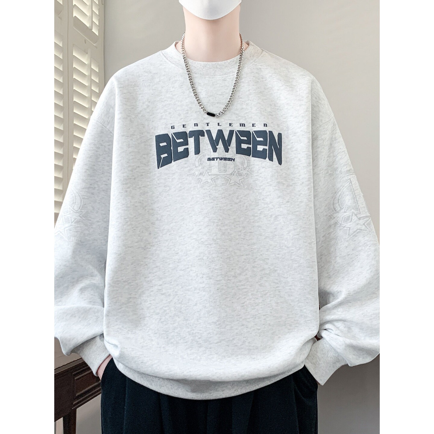 春秋款圆领卫衣男孩初中高中学生长袖t恤青少年帅气大童春装上衣