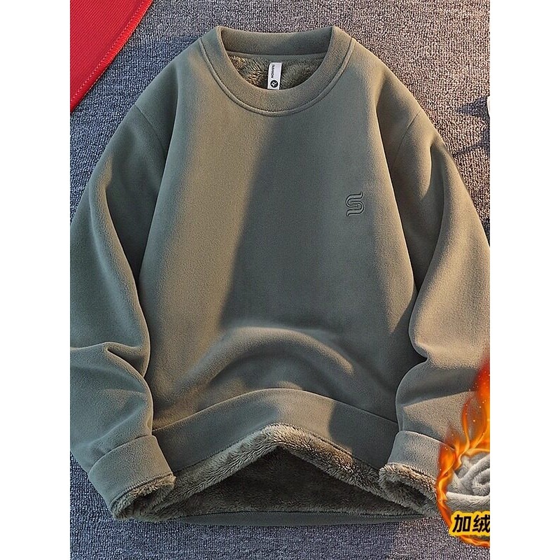 羊驼绒一体绒男士卫衣圆领保暖冬季加绒加厚青少年抓绒打底衫上衣,运动服/休闲服装,跑步套装,淘宝优惠券,粉丝福利购,淘宝优惠卷