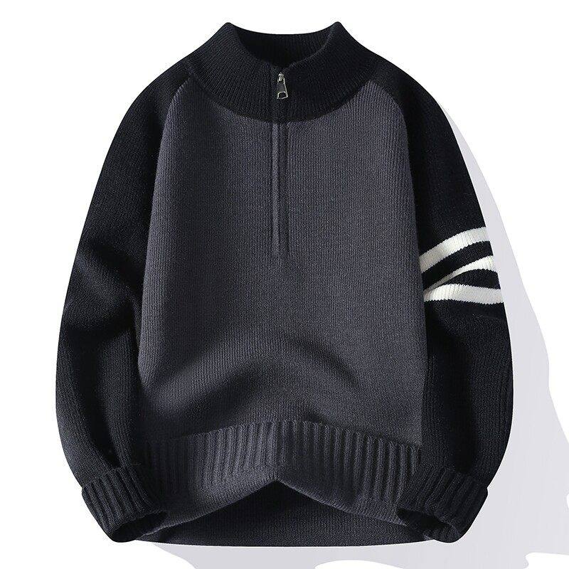 高级感半拉链高领毛衣男冬季加厚毛线衣服青少年撞色插肩袖针织衫,运动服/休闲服装,跑步套装,淘宝优惠券,粉丝福利购,淘宝优惠卷