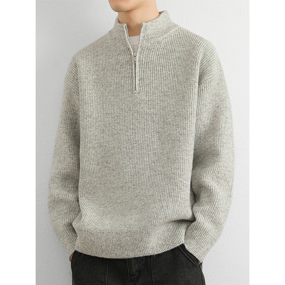 半拉链立领毛衣男款冬季保暖内搭男士针织衫青少年高级感线衣外套