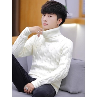 高领毛衣男款韩版修身潮流打底衫百搭2025冬季新款加厚保暖针织衫