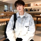 翻领工装 扎染外套男春秋季 式 衬衫 夹克潮牌帅气休闲上衣服 2026新款