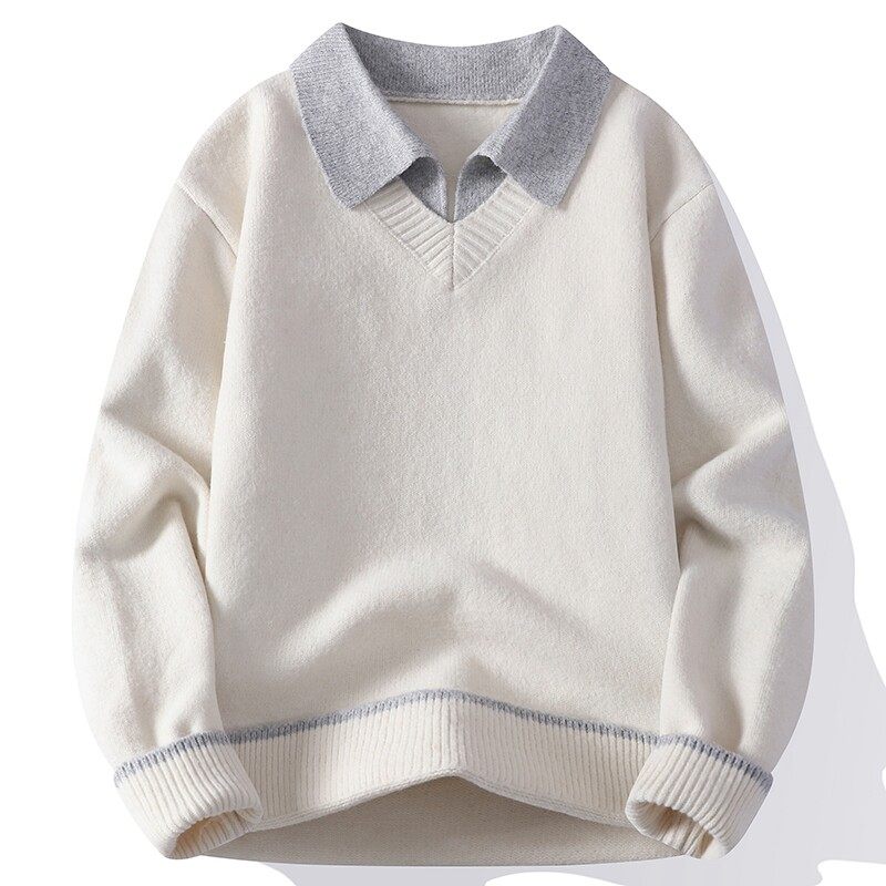 假两件毛衣男士秋冬季2025新款衬衫领宽松加厚上衣内搭打底针织衫,运动服/休闲服装,跑步套装,淘宝优惠券,粉丝福利购,淘宝优惠卷