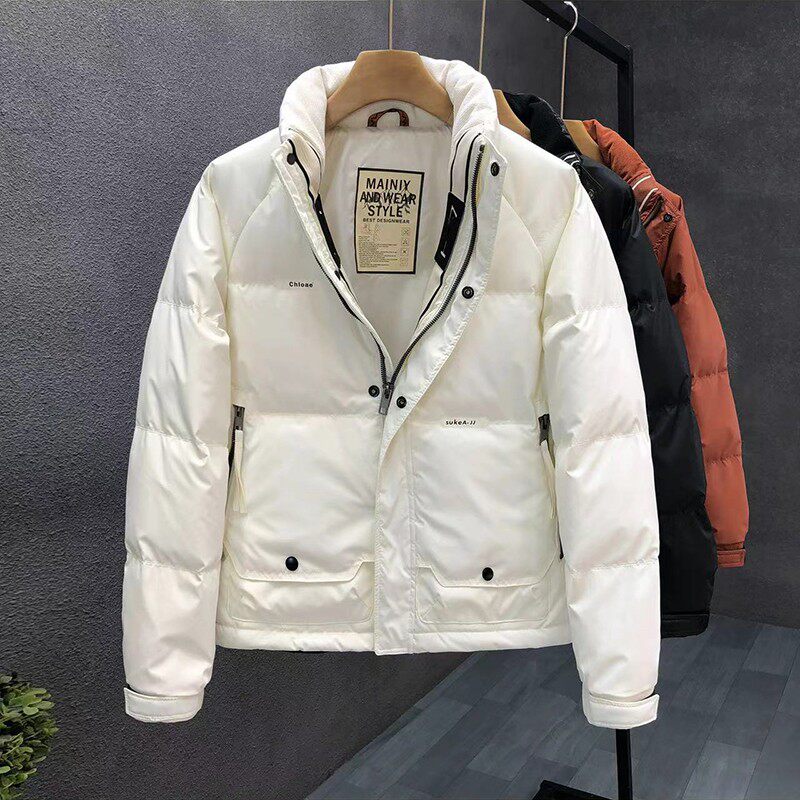 白色羽绒服男潮牌潮流冬装外套2025冬季新款男士立领保暖防寒衣服