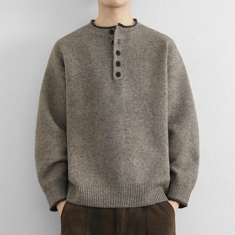 老钱风复古亨利领毛衣男秋冬季高级感宽松简约慵懒加厚针织羊毛衫,户外/登山/野营/旅行用品,作训外套/套装/野战套装,淘宝优惠券,粉丝福利购,淘宝优惠卷