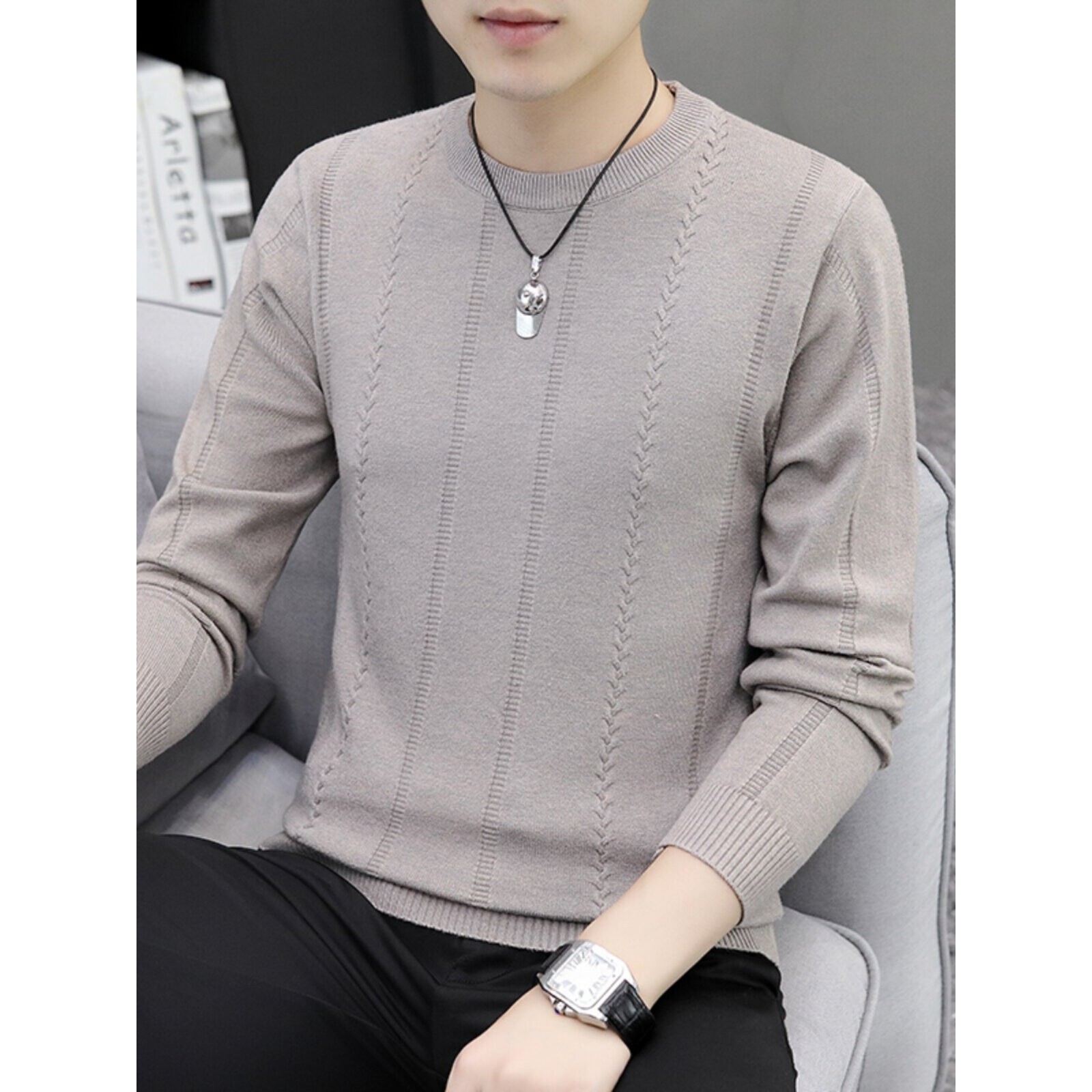 薄款长袖t恤男士2026春秋季新款休闲内搭打底衫上衣潮牌针织衣服