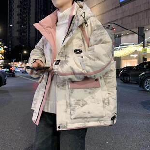 棉服男款冬季保暖加厚连帽棉衣外套青少年初高中学生大童防寒棉袄