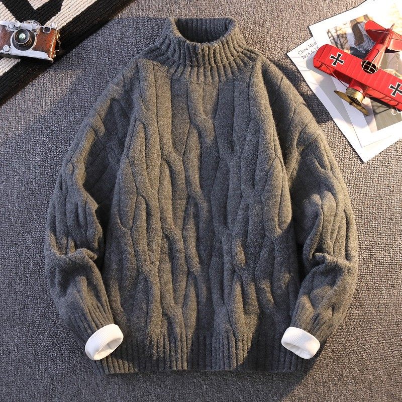 冬季男士高领毛衣潮流加厚打底线衣内搭学生长领纯色麻花针织衫男,运动服/休闲服装,跑步套装,淘宝优惠券,粉丝福利购,淘宝优惠卷