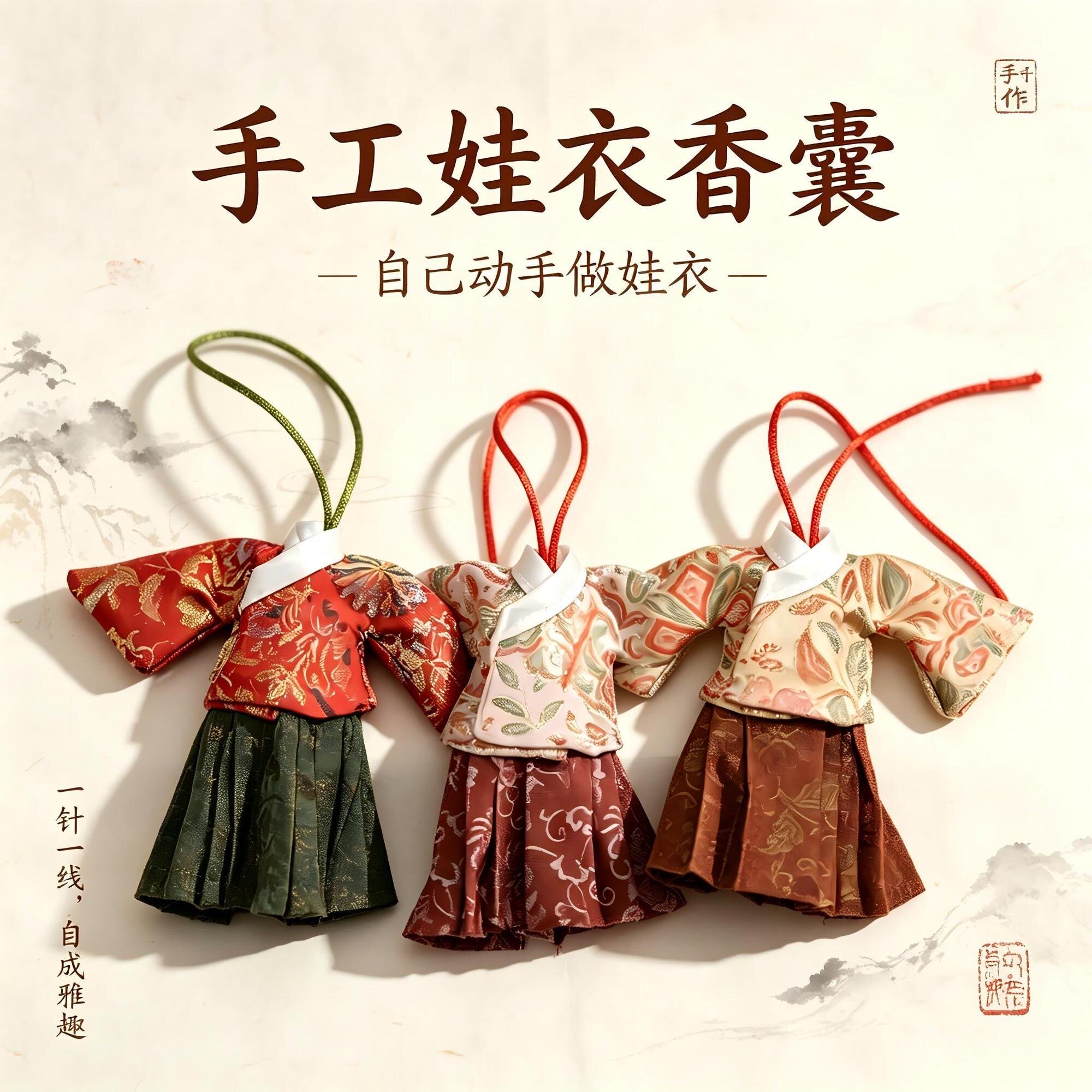 古风汉服12分娃衣香囊15cmBJD娃衣手工布料制作DIY明制袄非遗创意