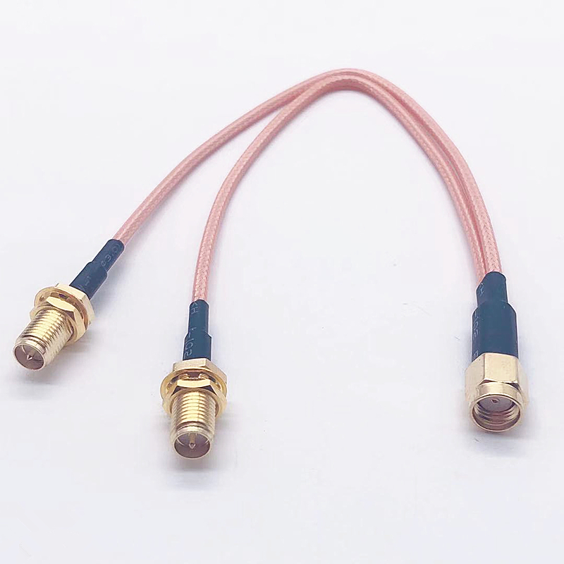 SMA公头转SMA母头连接线RF转接线1分2馈线SMA一分二SMA-J/SMA-K