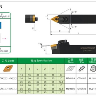 2525M15 62.5度数控外圆车刀杆 2020K11 MDPNN1616H11 3232P 尖刀