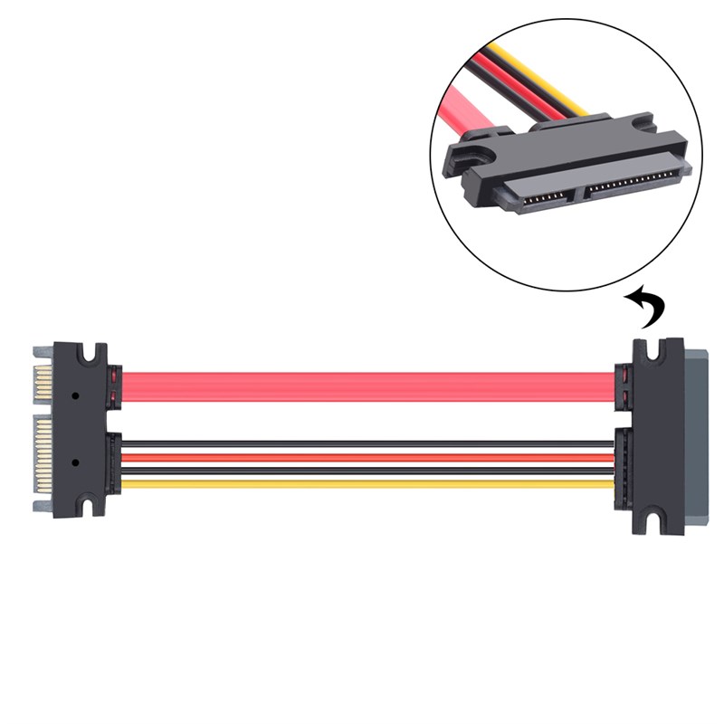 带卡扣 SATA3.0延长线SATA电源数据一体延长线7+15P公对母延长线