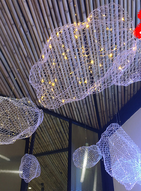 网红云朵吊顶创意摆件铁丝网装饰