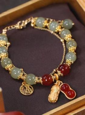 网红爆款好事花生福牌气质手链女潮新款双层叠戴轻奢高档个性手串