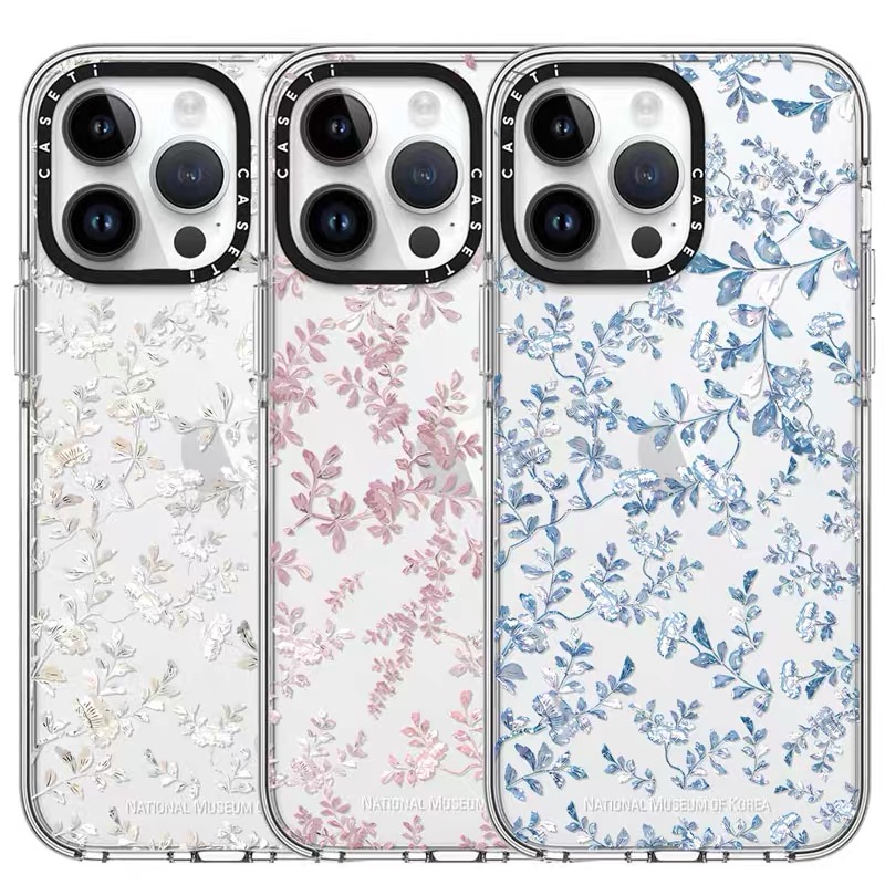 case手机壳联名博物馆白色小碎花黑框适用苹果iPhone16Promax华强北15/13新12明星同款镜面14磁吸华强北定制