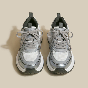 老爹鞋女2026新款春季透气网面爆款潮酷厚底内增高灰色运动休闲鞋