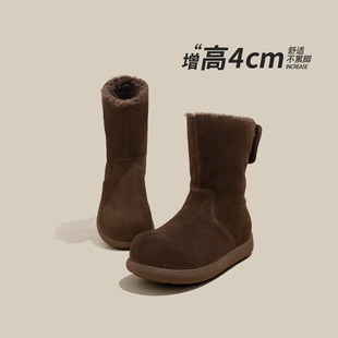 真皮厚底雪地靴女2025冬季 加绒加厚两穿防滑毛毛靴百搭棉靴子 新款