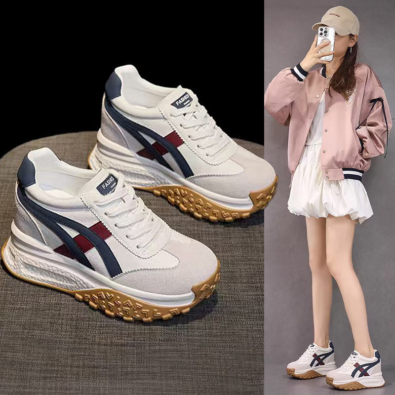 厚底8CM内增高加绒保暖德训鞋女2026春夏新款百搭时尚运动小白鞋