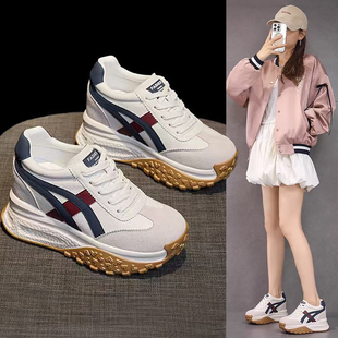 厚底8CM内增高加绒保暖德训鞋女2025秋冬新款百搭时尚运动小白鞋