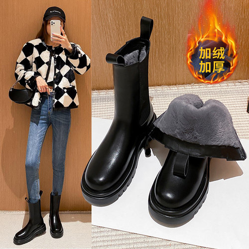 加厚绒雪地靴马丁靴荔季