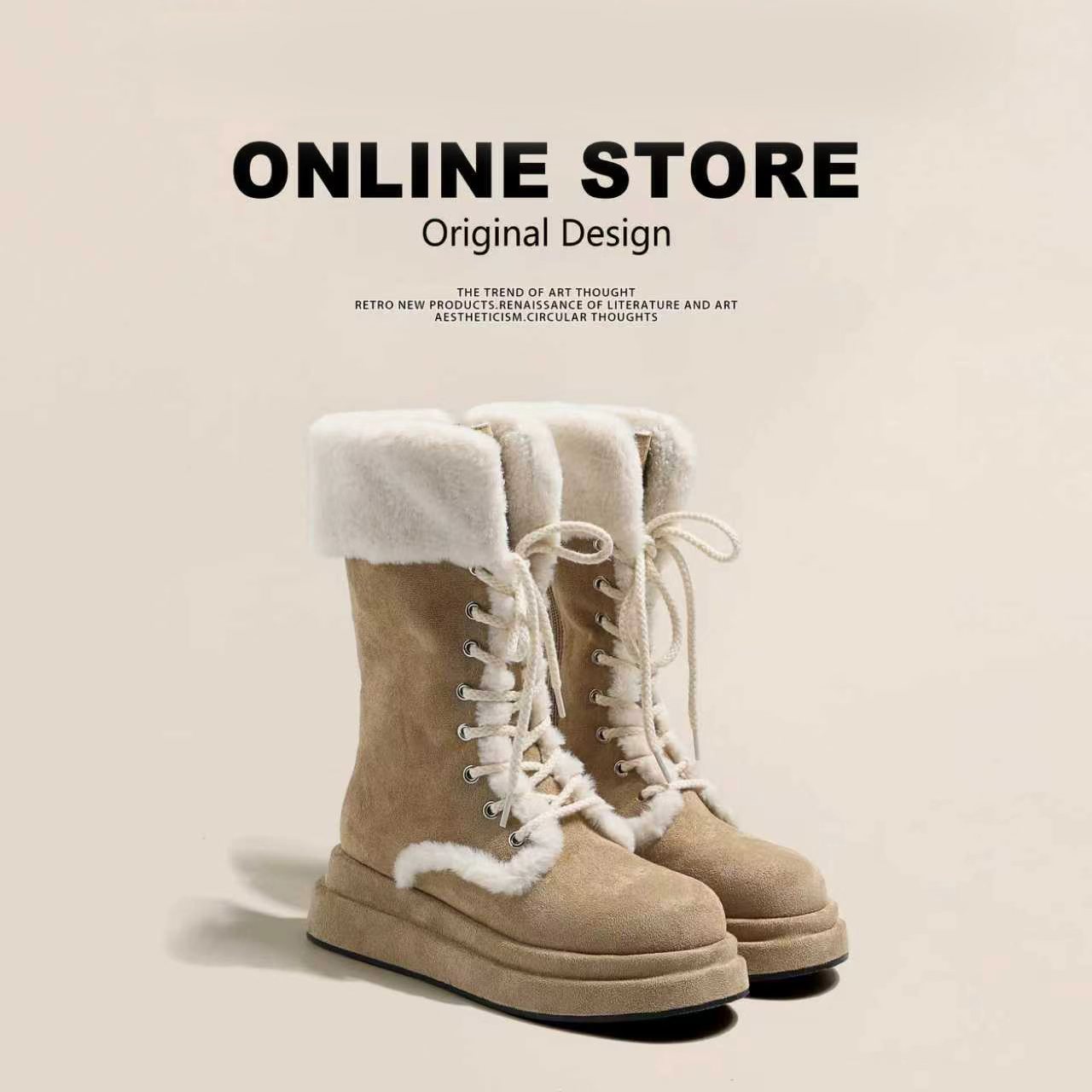 厚底雪地靴女款2025新款冬季加绒加厚保暖毛毛棉鞋百搭外穿中筒靴