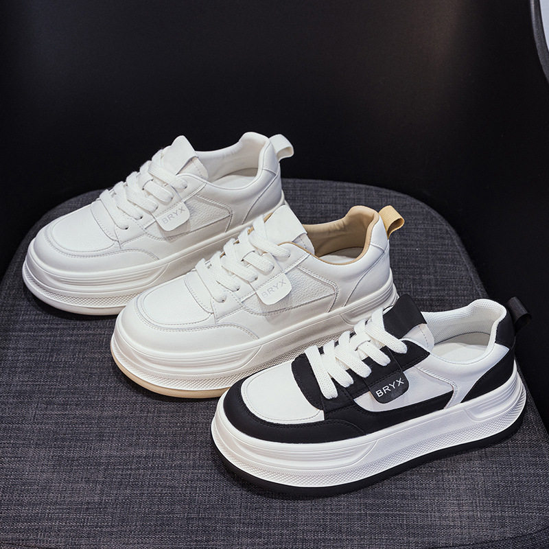 真皮厚底6CM增高加绒小白鞋女2025秋冬新款百搭轻便休闲运动板鞋