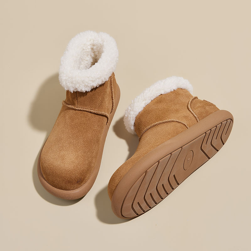 羊皮毛一体雪地靴女勃肯短靴厚底防滑加绒加厚保暖东北小土豆棉鞋