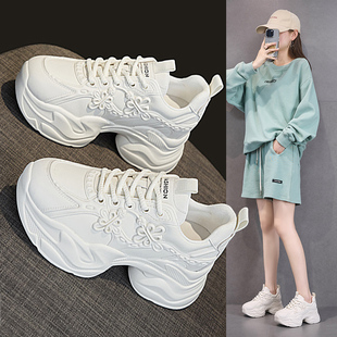 坡跟松糕厚底休闲鞋 国风真皮老爹鞋 小个子增高女鞋 新款 女2025秋季