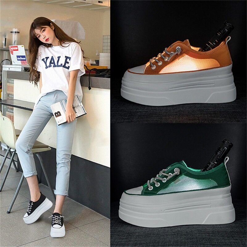 网面厚底8CM小白鞋女ins潮2026夏新款百搭休闲板鞋松糕内增高女鞋