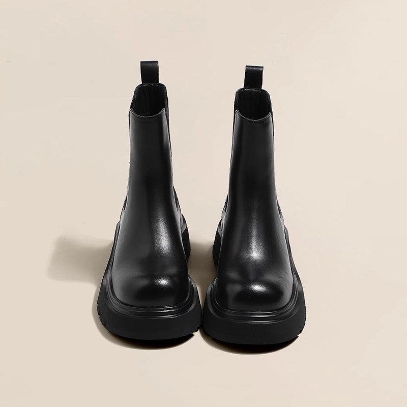 增高厚底马丁靴女2026春季新款百搭英伦风切尔西烟筒靴黑色时装靴