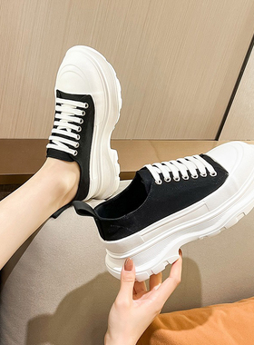2026春夏新款单鞋女增高小白鞋时尚百搭松糕厚底透气老0302z