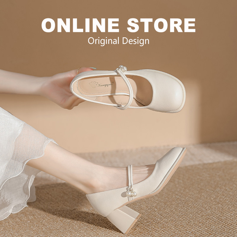 超软法式高跟玛丽珍鞋女2026春夏新款粗跟浅口单鞋配旗袍裙子皮鞋