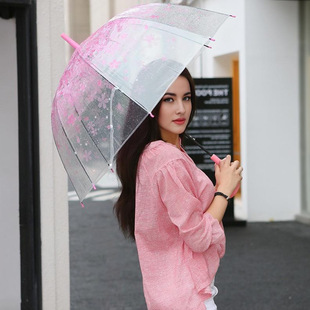 樱花伞透明雨伞阿波罗公主透明伞樱花长柄伞直杆伞长柄伞弯柄伞