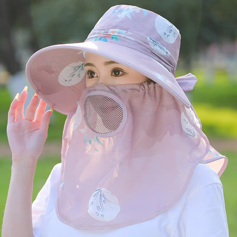 新款大檐遮脸面纱防晒女夏天户外