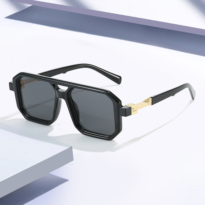 2023新款时尚太阳镜女士个性双梁太阳眼镜厂家方形女款墨镜潮