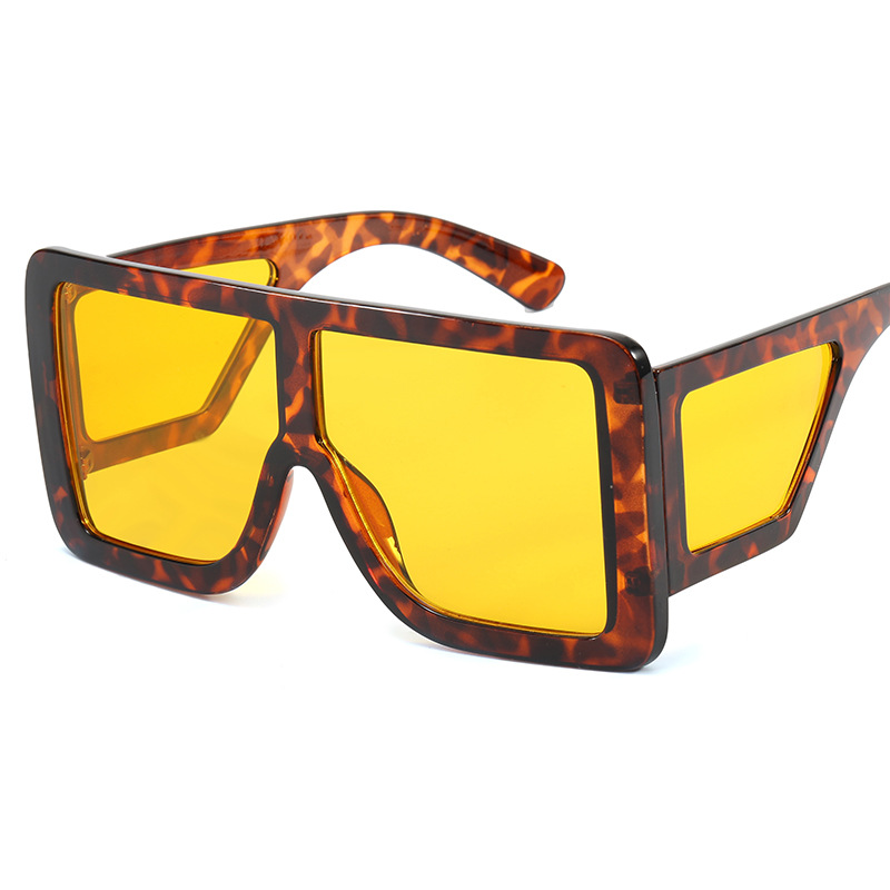 欧美新款大框太阳镜女网红方形大脸墨镜个性宽腿防紫外线眼镜