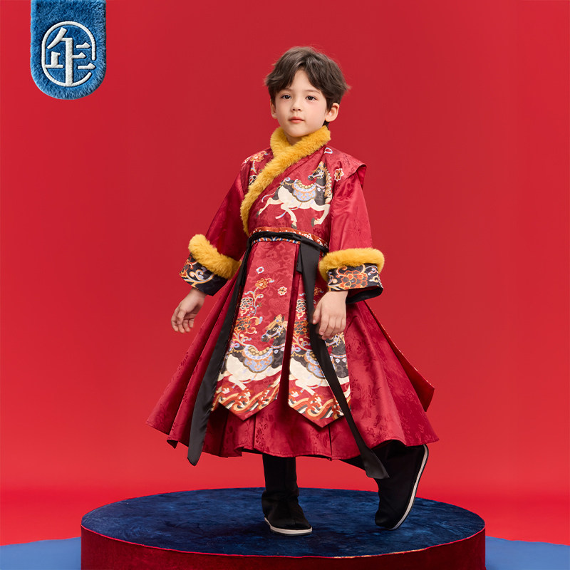年衣童装男童汉服冬季新款儿童中式古风改良汉服唐装演出服拜年服