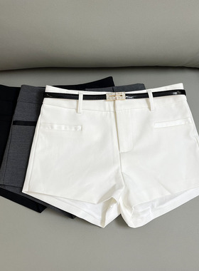 FEIYA自制 黑色西装短裤女2024高腰显瘦辣妹性感包臀简约黑色热裤