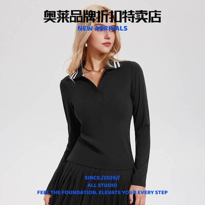泉州飞傲服饰有限公司领网球服女士长袖衫运动翻领商务恤休闲速干