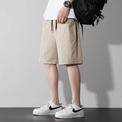 晋江恩步服饰有限公司夏季新款男士韩版纯色光板松紧多口袋冰丝休