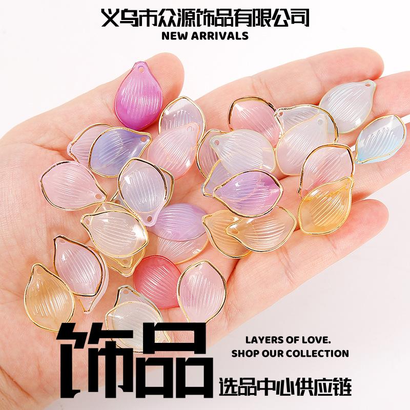 义乌市众源饰品有限公司超仙透明烫金荷花花瓣仿琉璃渐变描金仙女