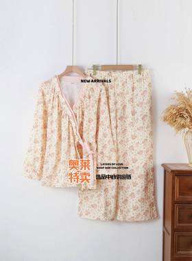 浦江裤客服饰有限公司服式睡衣纯棉双层纱布女春秋季夏天薄款长袖
