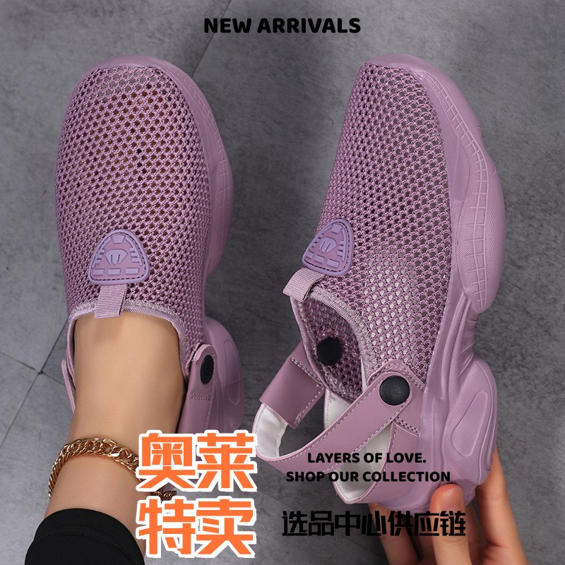 成都平底鞋女款女款夏季外穿防滑厚底增高包头拖鞋薄款透气轻便休
