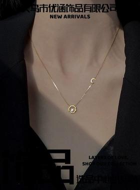 义乌市优涵饰品真金电镀锆石日月同辉项链女轻奢小众月亮太阳年新