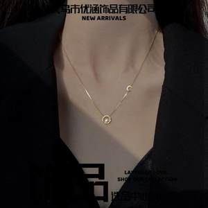 义乌市优涵饰品真金电镀锆石日月同辉项链女轻奢小众月亮太阳年新