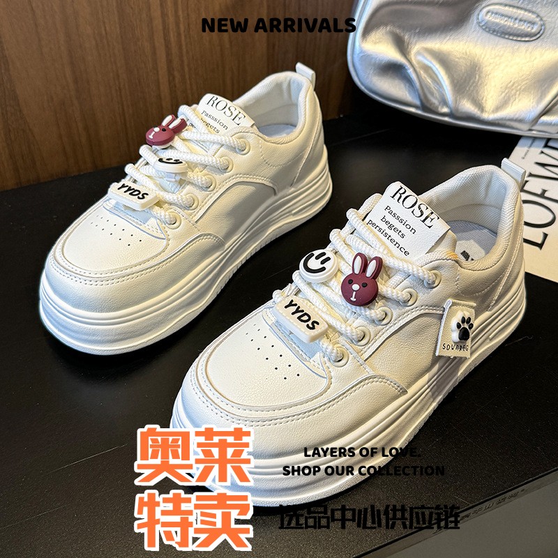 合诚鞋业奶白松糕小白鞋女春夏季新款小众韩版丑萌面包鞋厚底运动